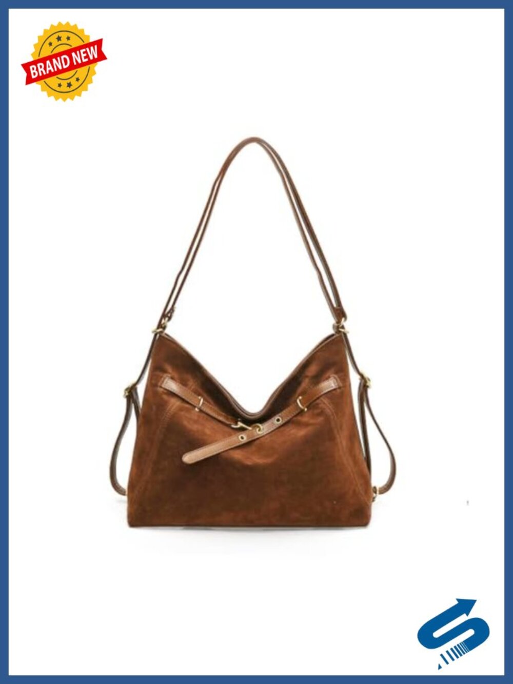 Faux Suede Hobo Shoulder Bag Tote Adjustable Strap